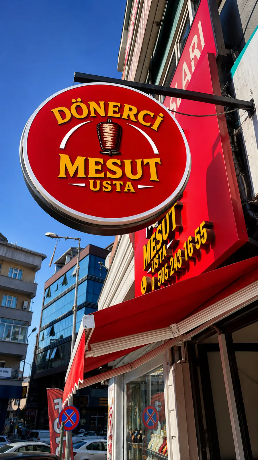 Bursa Osmangazi Emek Dönerci Mesut Usta: çift yönlü metal fener tabela
