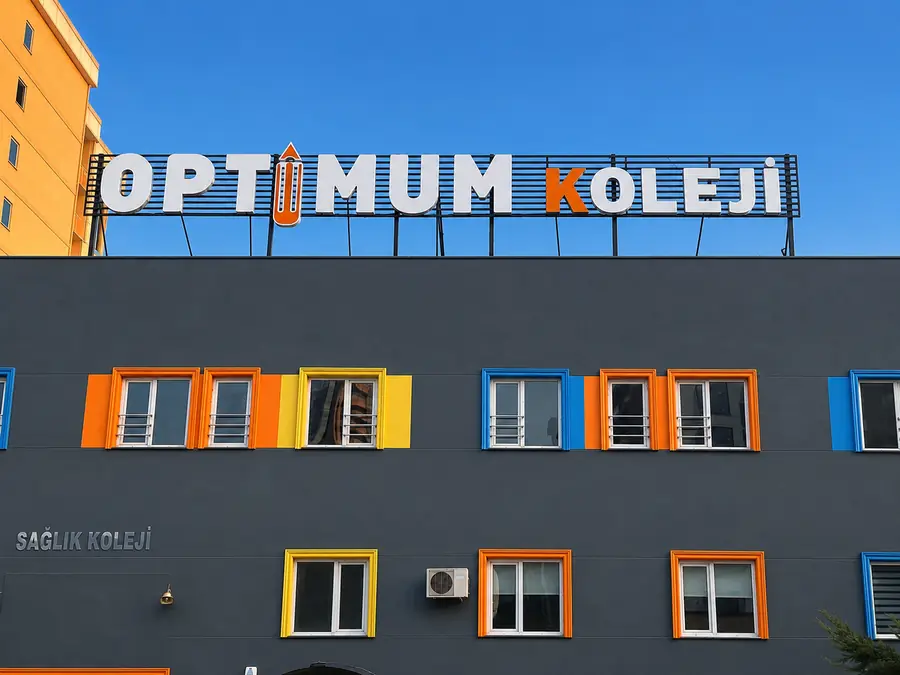 Bursa Nilüfer FSM Optimum Koleji: metal karkas üzerinde çatı tabelası